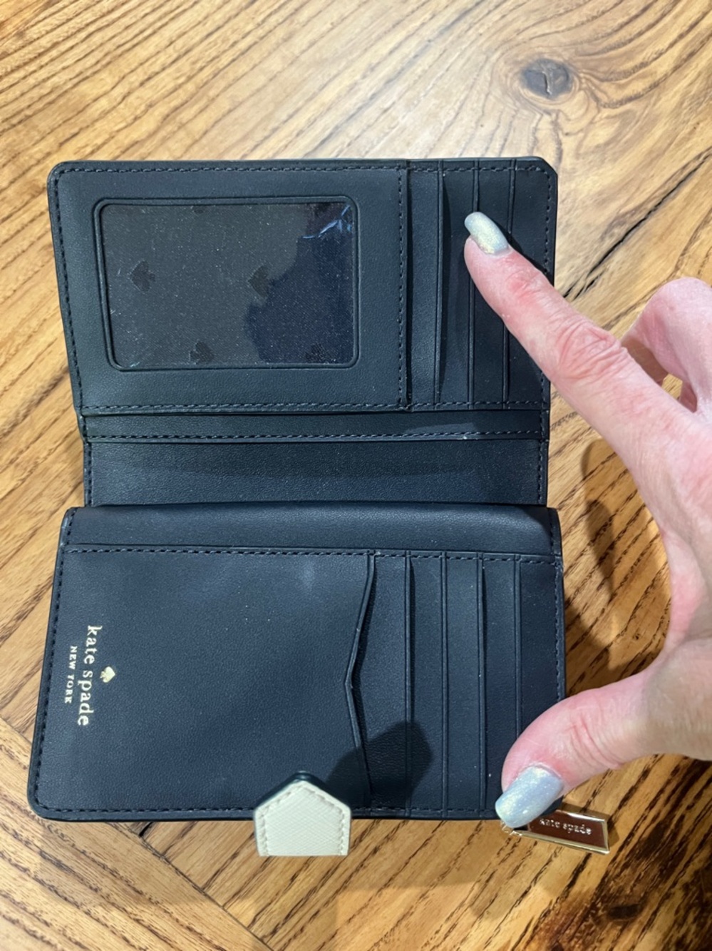 kate spade White and Aqua Two-Tone Zip Wallet - Picture 5 of 5
